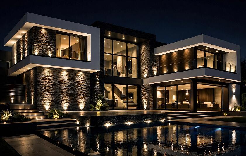 villa lighting, uplight, underground light,In ground lights